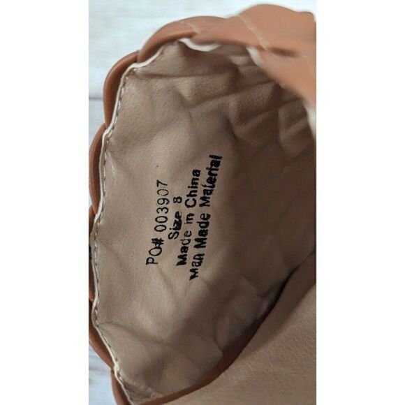 Journee Collection Womens Size 8 Brown Woven Block Heel Open Toe Slide Sandal - Picture 9 of 11